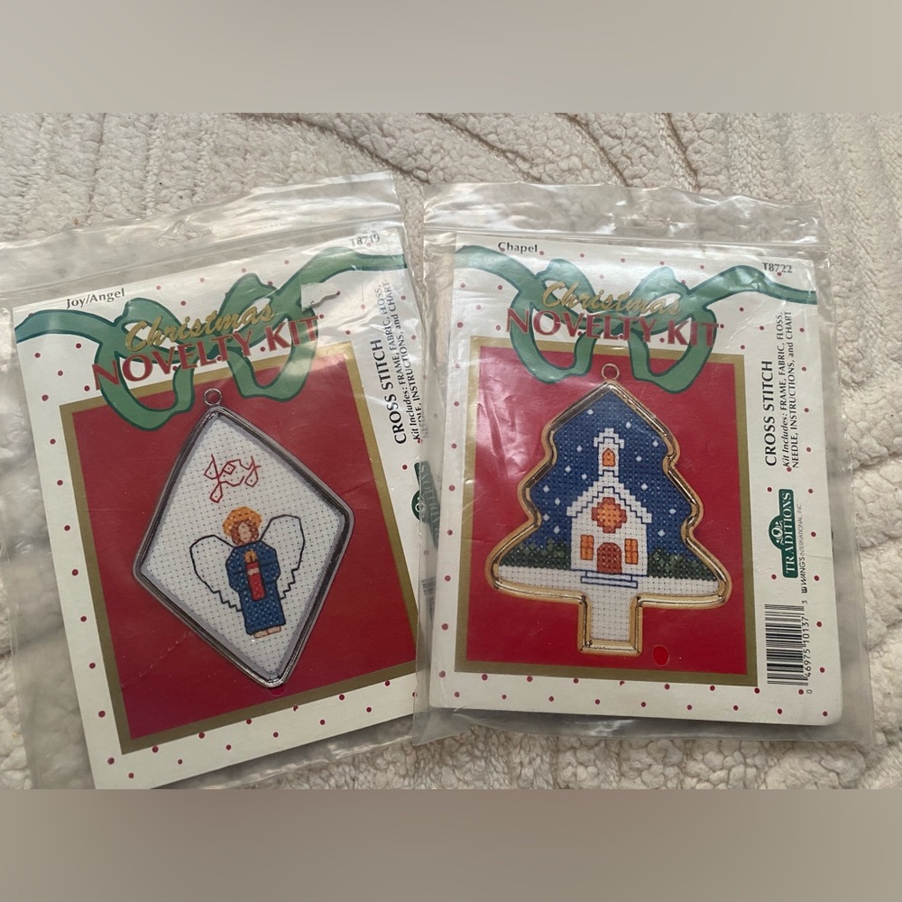 Christmas Cross Stitch Ornament Kits- Angel and Tree